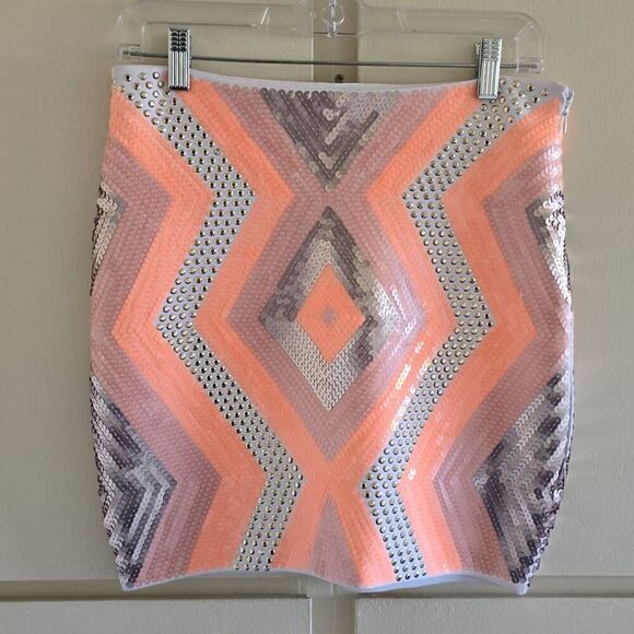 bebe Tatiana sequin skirt, multicolor soft shades, NWT, S - Picture 1 of 6